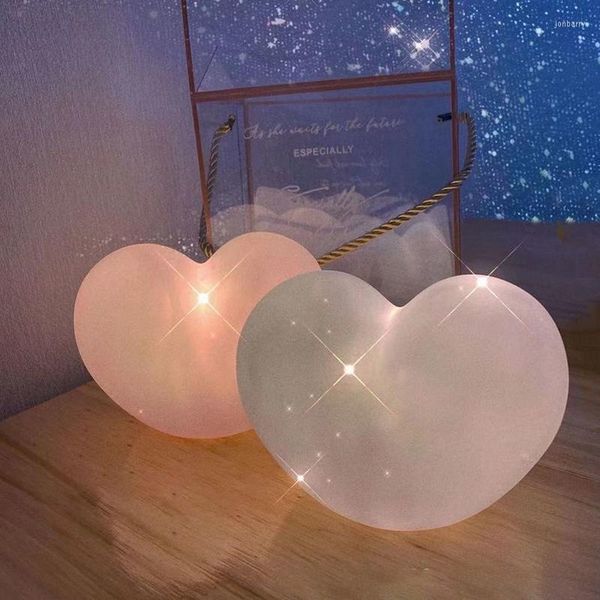 Dizeler Gece Işığı Çocuklar İçin Çocuklar Bebek Kız Hediye Başucu Yatak Odası LED Aşk Kalp Lambası Patlı Dekorasyon Peri Işıkları