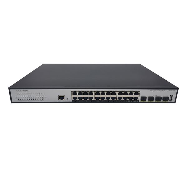 Switch POE gestito a 28 porte 10 Gigabit Supporto alimentazione 48V SNMP WEB RSTP WEB