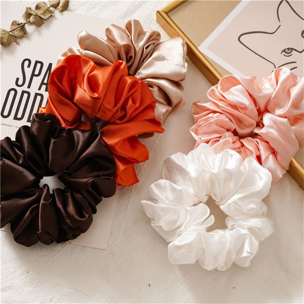 Büyük boyutlu scrunchies büyük kauçuk saç bağları elastik saç bandı kızlar at kuyruğu sahibi pürüzsüz saten scrunchie kadın saç aksesuarları