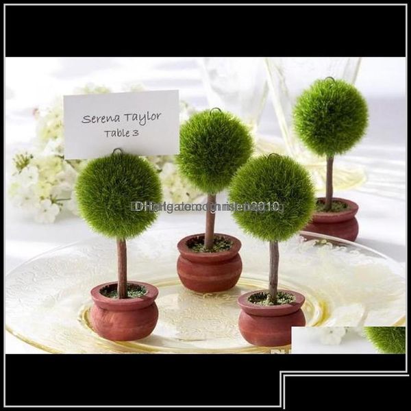 Decoración de fiestas, suministros para eventos, hogar festivo, jardín, venta al por mayor, árbol topiario verde de forma redonda, Po y tarjeta de lugar, espera Otrnh