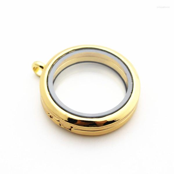Anhänger Halsketten 6 teile/los 30mm Zinklegierung Magnetische Gold Runde Lebende Glas Speicher Schwimmende Medaillon DIY Schmuck