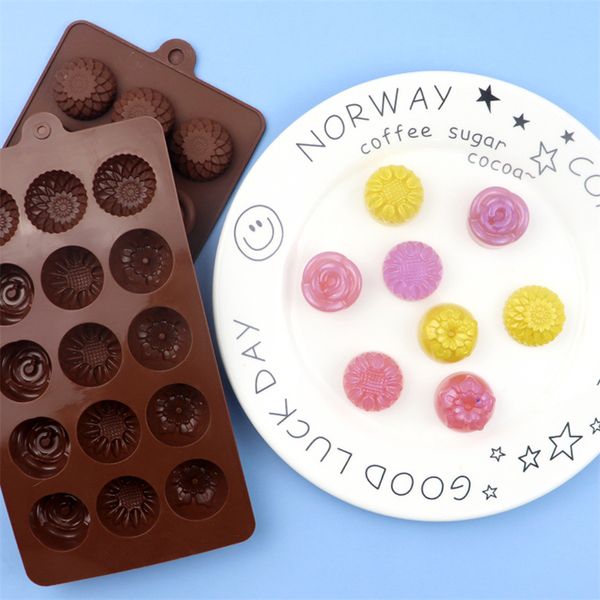 15-Cavity Verschillende Bloemvorm Siliconen Mal Jelly Pudding Chocolade Snoep Fondant Cake Handgemaakte Biscuit Bakken Tool MJ1020