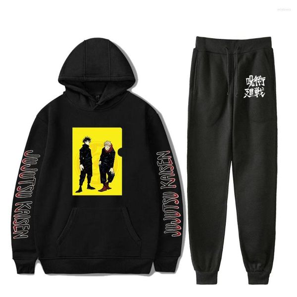 Hoodies masculinos criativos Jujutsu Kaisen Conjunto de duas peças e calças de moletom Autumn Winter Tracksuit Men Womens Anime