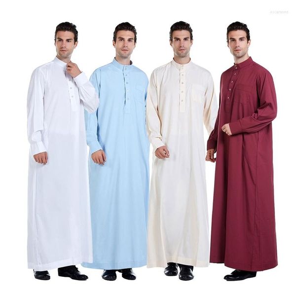 Abbigliamento etnico Abito musulmano Uomo Casual Manica lunga allentata Thobe Medio Oriente Caftano arabo saudita Abaya islamico Dubai Vestaglie regalo