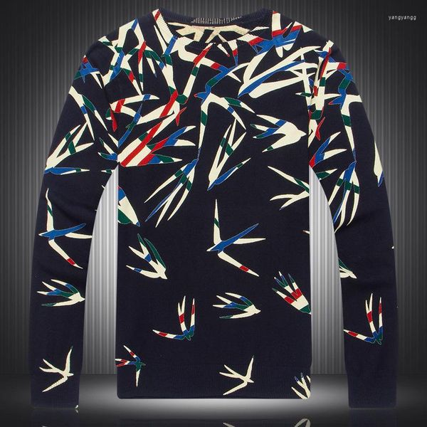 Suéteres masculinos Estilo chinês Padrão de andorinha padrão de impressão 3D Sweater de malha de malha Primavera 2022 Qualidade elástica suave e suave Men M-xxxl