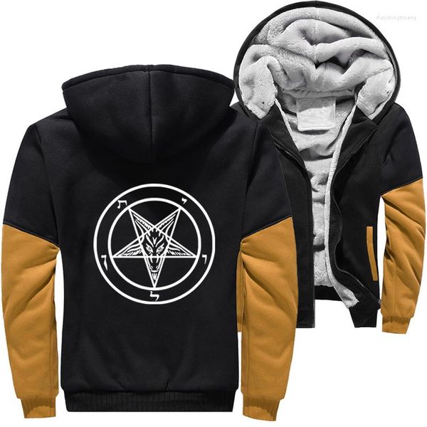 Giacche da uomo Satan Goat Head For Men Abbigliamento Addensare Felpe con cappuccio oversize invernali Giacca mimetica Cappotto con cappuccio in pile Felpa con cerniera