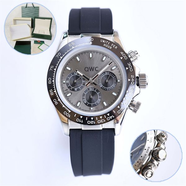 Модные мужчины смотрят U1 Luxury Designer Watch Black Ceramic Bezel Gold Dial Резиновый ремешок Автоматический водонепроницаемый спортивный хронограф с часовой коробкой Jason007 Cool Near