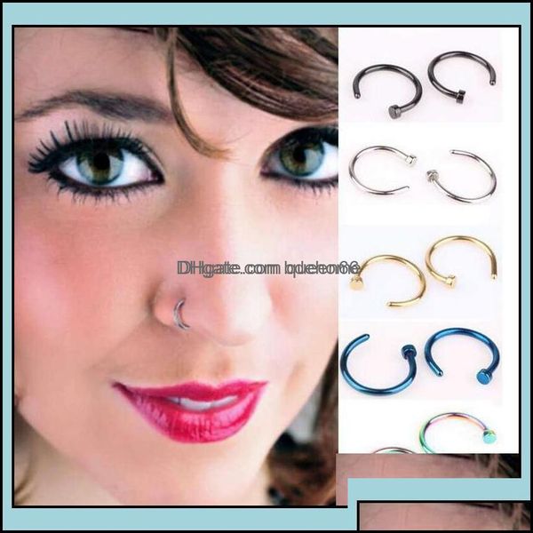 Anelli al naso Borchie Anelli al naso Borchie Gioielli per il corpo Trendy Piercing Jewellry Moda Acciaio inossidabile Open Hoop Ring Orecchino Falso Non Dr Otyww