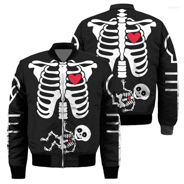 Jackets masculinos Jaqueta de inverno de outono masculino Moda elegante Hip Hop Alta qualidade Skull Skull Print Kapital Zipper Halloween Esportes