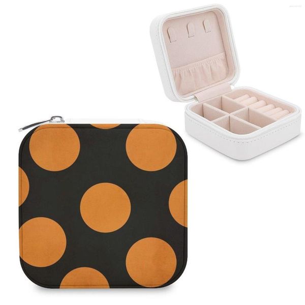 Sacchetti per gioielli Scatola di immagazzinaggio a pois di Halloween Scatole per orecchini in pelle Pu Display Case Organizer per la casa Viaggio Ragazza Regalo Polka