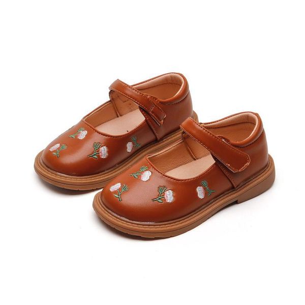 Обувь принцессы для девочек, детские кроссовки, весна-осень 2024, детская кожаная обувь с вышивкой, детская студенческая обувь в британском стиле