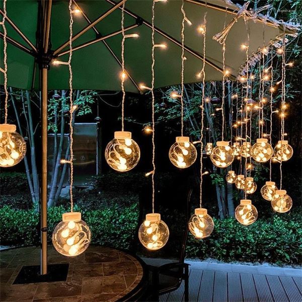 Strings 3M LED Solar Wishing Ball String Light Curtain Lights con lanterna remota Globe Fairy per finestra camera da letto