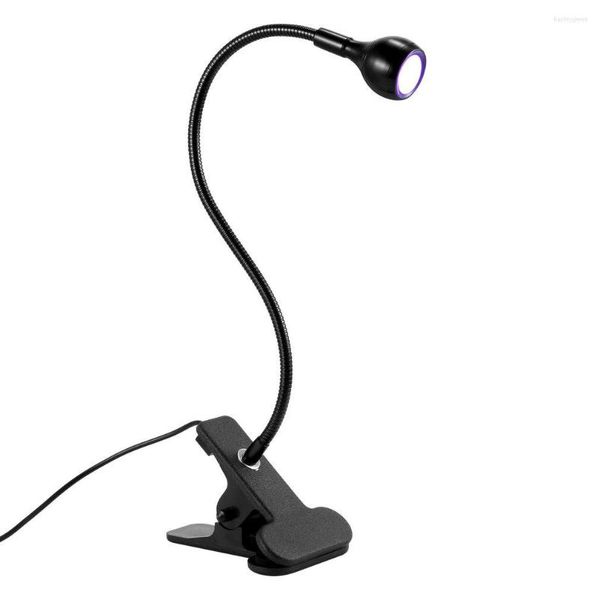 Lampade da tavolo 395nm LED Luci ultraviolette Clip-On Tubo flessibile in metallo Lampada UV USB Mini Lampada polimerizzante per gel Scrivania per Nail Art fai da te