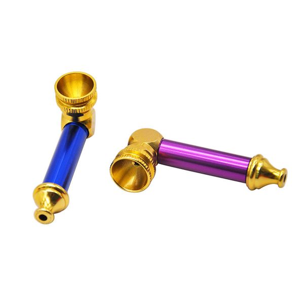 Accessorio per fumo pipe per tabacco Piccola mini pipa in metallo asta dritta kit per fumatori a becco sottile in oro Bong dab rig