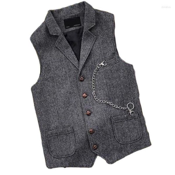 Coletes masculinos de estilo britânico masculino masculino de pano de lã de aranha de aranha de aranha de tweed masculino