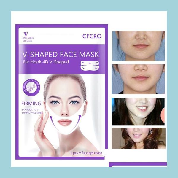 Andere Hautpflege-Tools 4D V-Form-Maske Lifting Gesichtsspannung Straffung dünne Wange Doppelkinn Slim hängende Ohrpflege-Tool 6 Stück Drop Deliv Dhk69