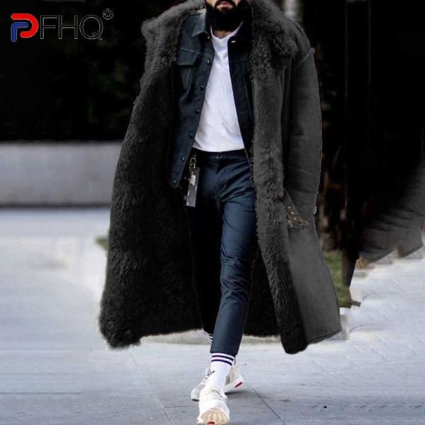 Pelliccia da uomo Pelliccia sintetica PFHQ 2022 Inverno Uomo Trendy Cappotto in shearling in pelliccia sintetica Moda Casual Giacca a vento lunga Capelli d'imitazione di lusso Vestiti caldi 21Q4483 T221102