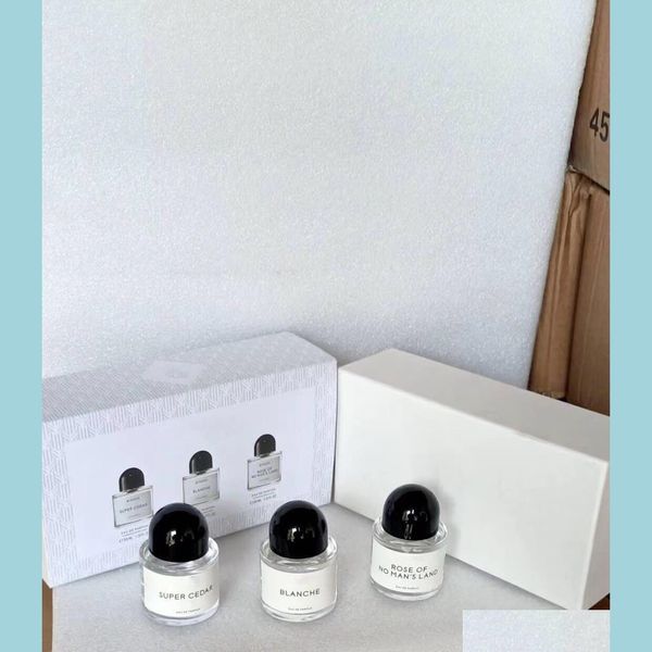 Parfüm Şişesi Byredo Set 30mlx3pcs Süper Sedir Blanche Gülüm Yok Mans Land EDP Koku Sprey Parfum Köln Hediye Kutusu Drop de Dheox