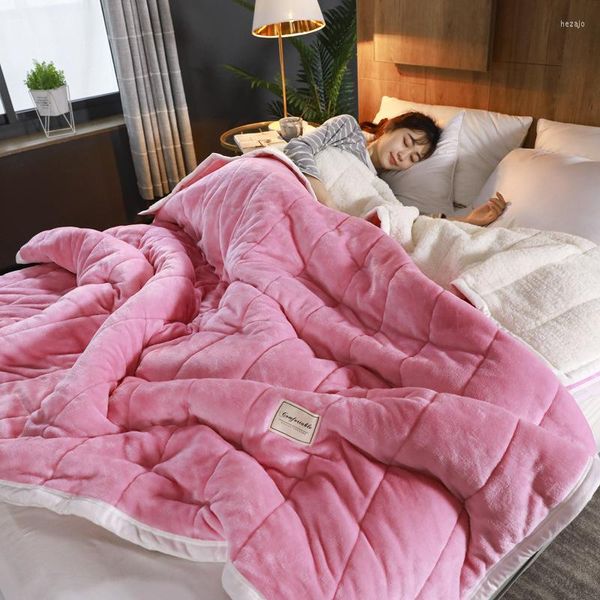 Decken Super warme Decke Bettwäsche Winter verdickte Steppdecke 200x230cm Luxus dicke Wolle Tagesdecke für Erwachsene
