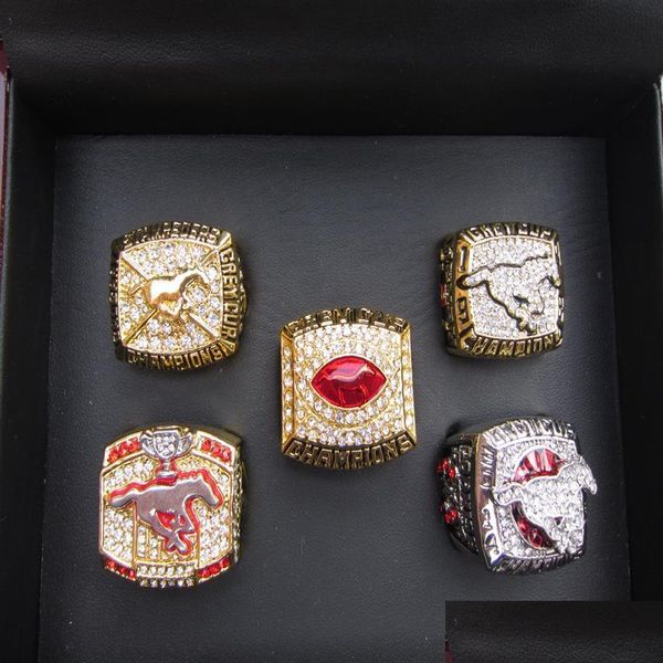 Кольца кластера 5 шт. Calgary Stampeders Grey Cup Championship Ring Мужчины Вентилятор Сувенирный подарок Целая капля 289F Доставка 2022 Ювелирные изделия Dh0Vc