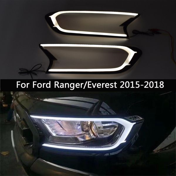 Luce di marcia diurna Parte anteriore dell'auto Illuminazione per Ford Ranger/Everest Fendinebbia per auto a LED Indicatore di direzione