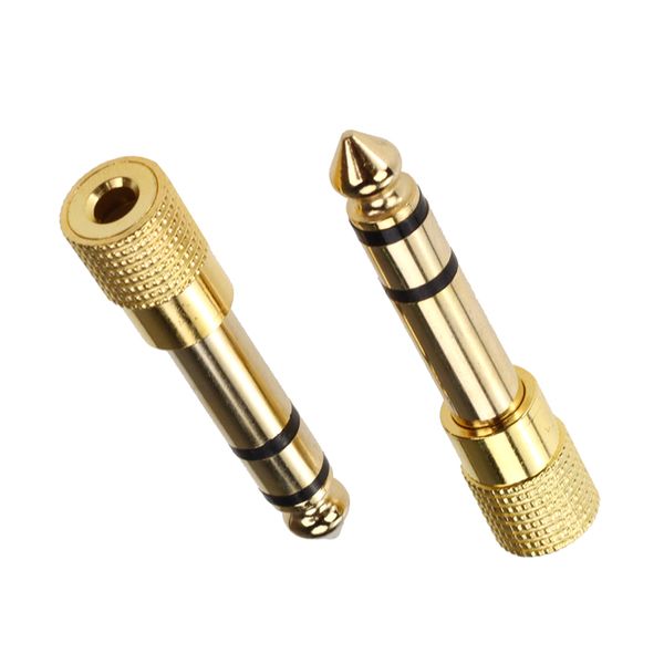 Connettori maschio da 6,35 mm a femmina da 3,5 mm Jack oro Altoparlante per cuffie Adattatore audio Microfono Convertitore Aux per PC telefono cellulare