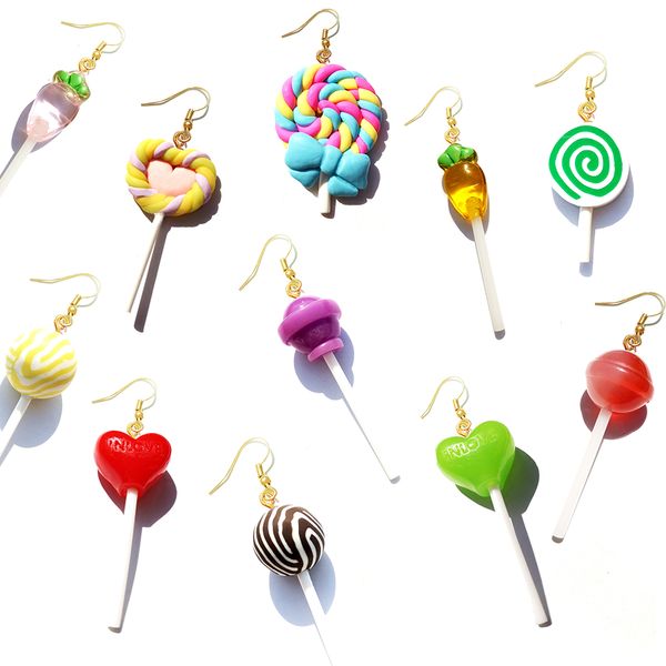 Brincô de garanhão para mulheres resina Candy Lollipop Brincos infantis jóias de jóias personalizadas feitas à mão