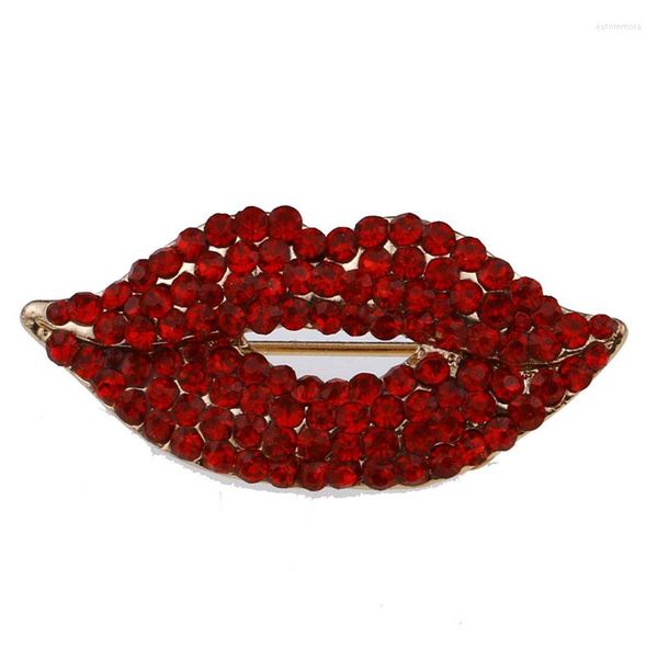 Broches coreano strass vermelho lábios broches adoráveis ​​jóias