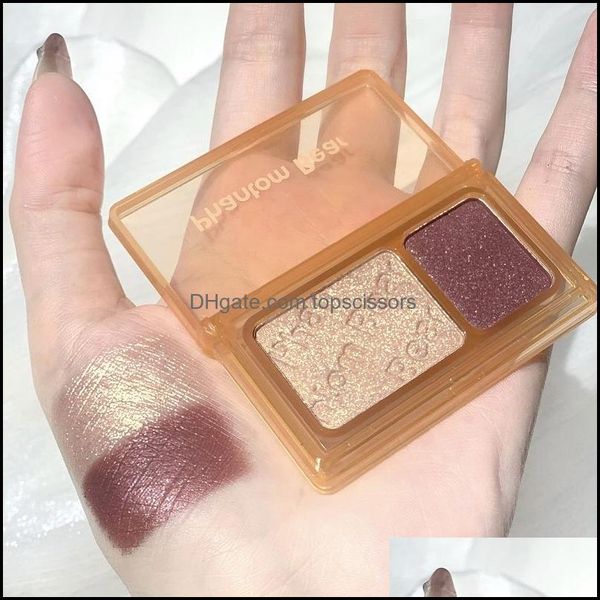 Lidschatten 2 Farben Lidschatten-Palette Matt Glitzer Grün Lidschatten Neon Nude Rot Pigmente Professionelles Make-up Drop Lieferung Gesundheit Dhj9H