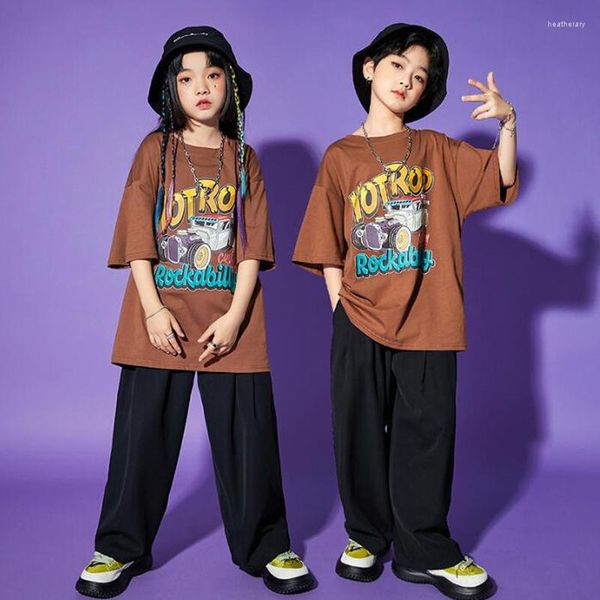 Bühnenkleidung Kinder Konzert Hip Hop Kleidung Graffiti Oversize T-Shirt Tops Streetwear Sweathose für Mädchen Jungen Jazz Dance Kostüm Rave Kleidung