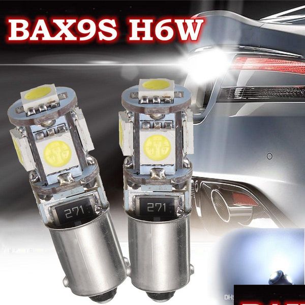 Автомобильные лампочки 4pcs bax9s h6w 5smd -светодиодный светодиодный свет Bb Хвост