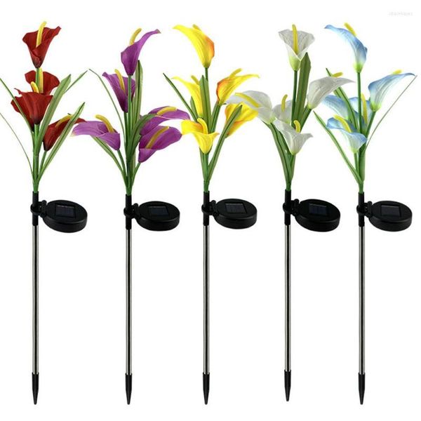 Solarlichtsimulation Calla-Lilie, fünf Kopflichter, mehrfarbige Blume, IP65, wasserdicht, LED, für den Außenbereich, Garten, dekorativ