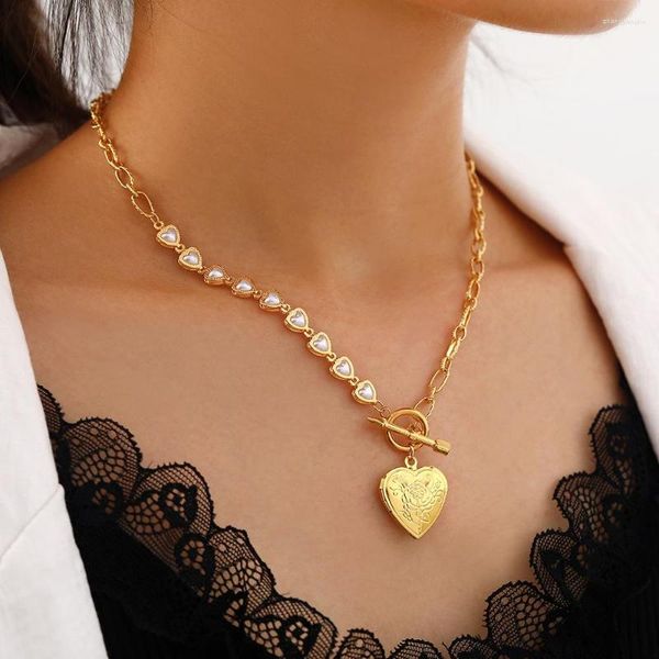 Girocollo JIOROMY Tiny Po Frame Collana con ciondolo Perle Love Heart Charms Floating Locket Collane Donna OT Fashion Memorial Jewelry