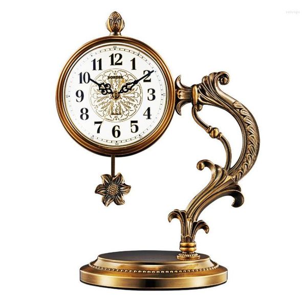 Orologi da tavolo Semplice orologio vintage a pendolo Soggiorno Camera da letto Desktop Decor Ornamenti muti artigianali in stile europeoLA24