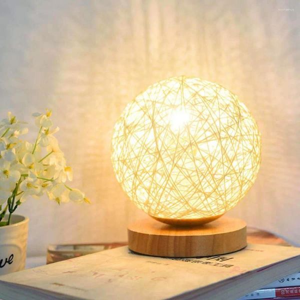 Tischlampen, Bett, USB-Lampe, handgestrickter Lampenschirm, Holz, Mond, Schlafzimmer, Zuhause, Hochzeit, Dekoration, Mondlicht, Schreibtischlampe, Nachttisch