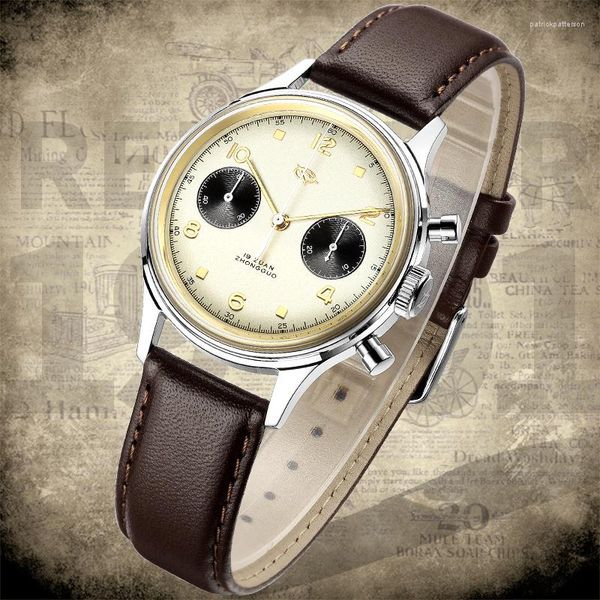 Armbanduhren Limited Edition RED STAR 1963 Herren-Chronographenuhren Seagull ST1901 Handaufzugswerk 38 mm Acryl-Piloten-Mechanische Uhr