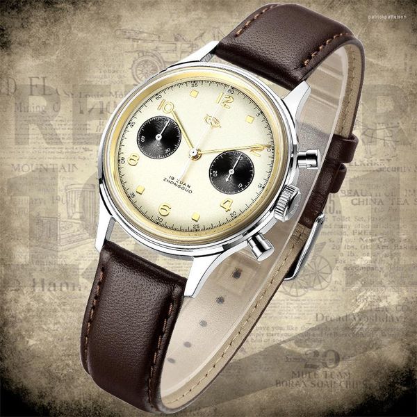 Orologi da polso in edizione limitata stella rossa 1963 uomini cronografo orologi Seagull ST1901 Movimento di avvolgimento della mano 38 mm piloti acrilici orologio meccanico