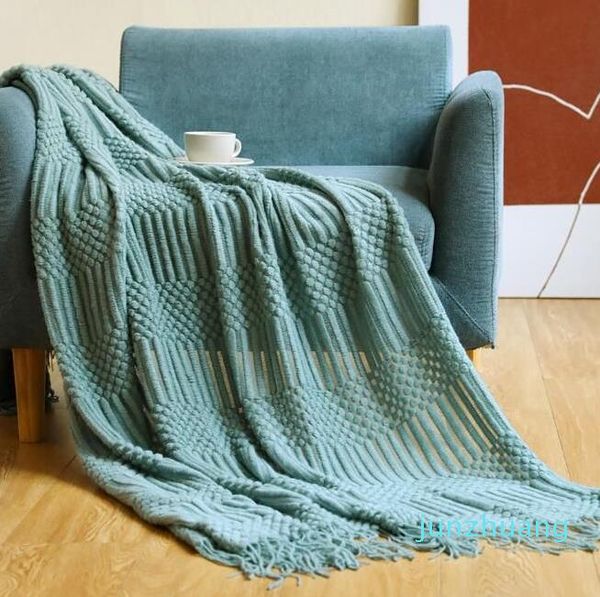 Nordic Sofa Decken Hotel Bett Handtuch Decke Quaste Schal Bean Beruhigende Reise Pucken Gestrickte Solide Bettwäsche Blatt Weiche Quilt Abdeckung Nickerchen Decken Geschenke