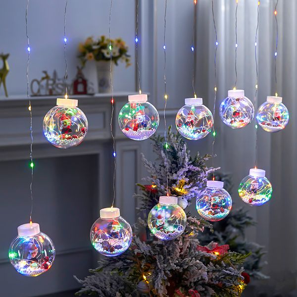 Led Christmas Holiday 2.5m Pupazzo di neve Albero di sambuco Wishing Ball Otto funzioni Luci a corda in filo di rame con tre colori Decorazioni opzionali Luci per tende