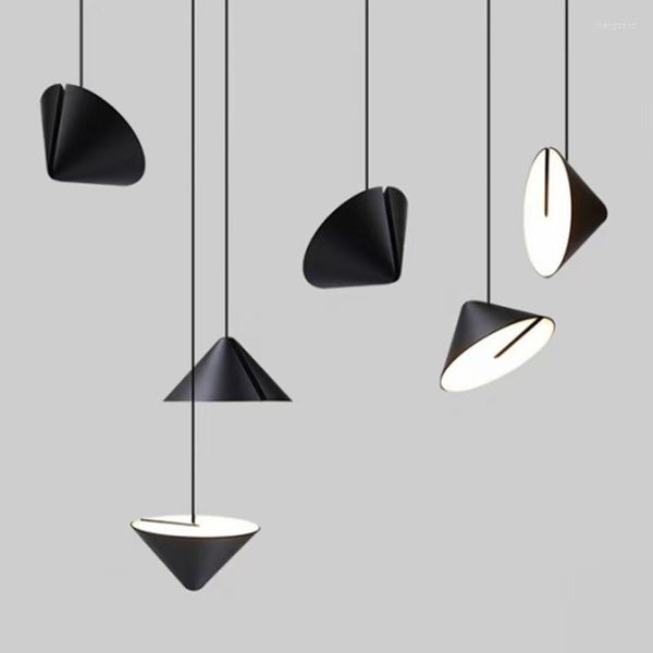 Подвесные лампы скандинавские простые светодиодные лампы черная кованая железа подвесные огни для спальни прикроватные кухонные подвески светильники
