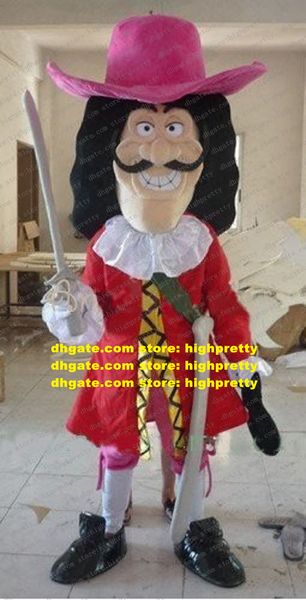 Costume da mascotte uomo pirata corsaro rosso con insidiosa mascotte viso simling con spada bianca vestito operato per adulti n. 108 nave libera