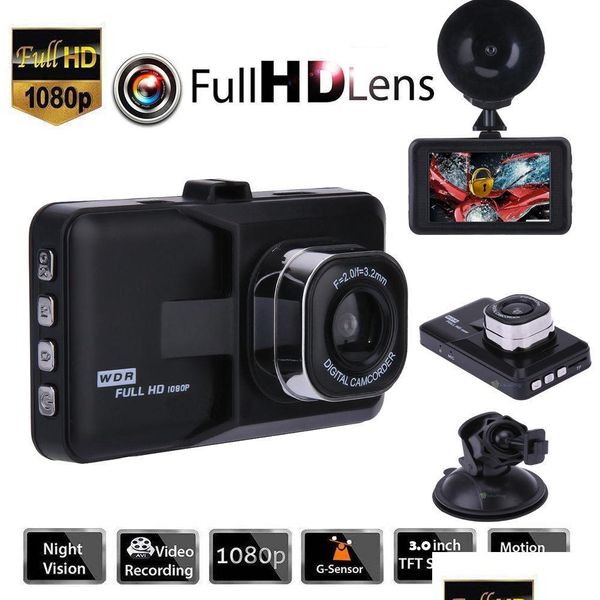 Carro dvrs 3 0 veículo 1080p Car DVR Painel Câmera Recorder de vídeo Dash Cam Gsensor GPS Drop entrega 2022 MOBILES MOTORCYCLES ELECT DHKAD