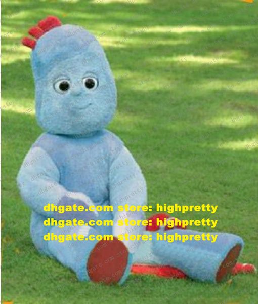 Traje de mascote picante azul iggle piggle no caráter de desenho animado do jardim noturno com curva pernas longas de gordura na boca nº 8472 FS