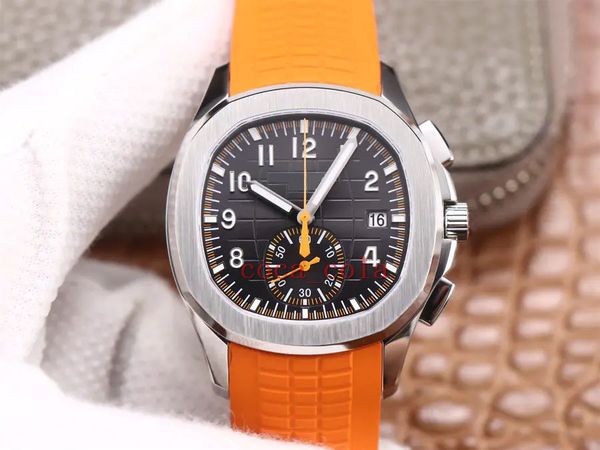 Top Quality ZF Maker Watch 40mm aquanaut 5968 5968a-001 904l Aço laranja cal.CH 28-520 C Movimento transparente mecânico transparente Automático Men's Wristwatches