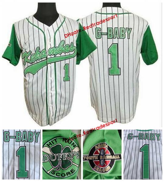 Mens The Movie Hardball #1 Jarius G-Baby Evans White Baseball Jerseys Dewayne Warren сшил Кекамбас Фильм Молодежный бейсбол Арча Лига