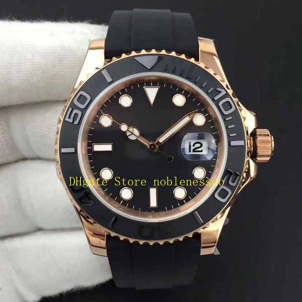 Super N Factory Mens Watch 904L Стальные мужчины 40 мм 18K Rose Gold Black Dial Automatic Men 126655 Резиновая полоса Oysterlock Clasp 1246K