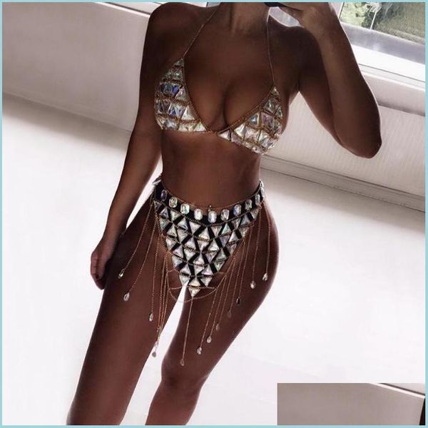 Andere Sexy Bikini BH Strass Körperkette Mode Frauen Taille Gürtel Sommer Wassertropfen Urlaub Kleid Lieferung 2022 Schmuck Dhz6A