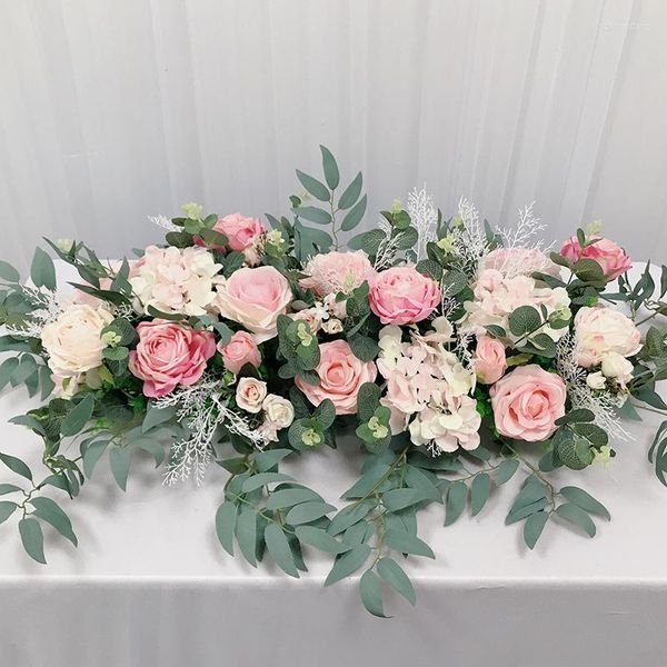 Dekorative Blumen HVAYI Künstliche Rose Blumenreihe Kleiner Ecktischläufer Rosa Seide Gefälschte Hochzeit DIY Home Garland Decor Flores