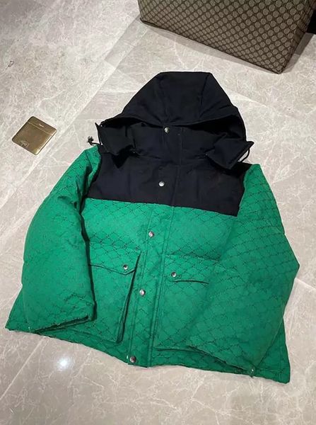 Jaquetas de Puffer de Men Jackets femininos estampos completos parkas casaco de estilos longos casacos de casacos com capuz da moda Padrão de bordado unissex