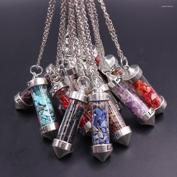 Anhänger Halsketten Drift Flasche Kegel Chakra Reiki Heilung Kristall Perlen Innen Halskette Großhandel Charms Vintage Schmuck Frauen Männer